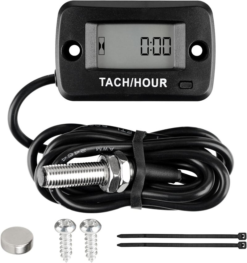 Jayron Magnetic Detact Digital Tachometer RPM Speed Meter User Shutdown Re-Settable Job Programmable Maintenance Interval Waterproof Design,for Lawn Mower Generators Compressors All Types of Engines - Image 1